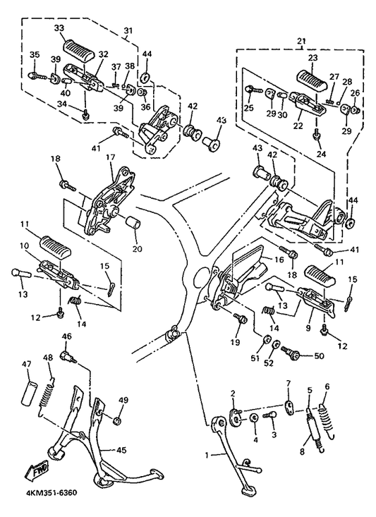 Yamaha 90445-252G5 Hose — shown on the Stand & Footrest parts diagram