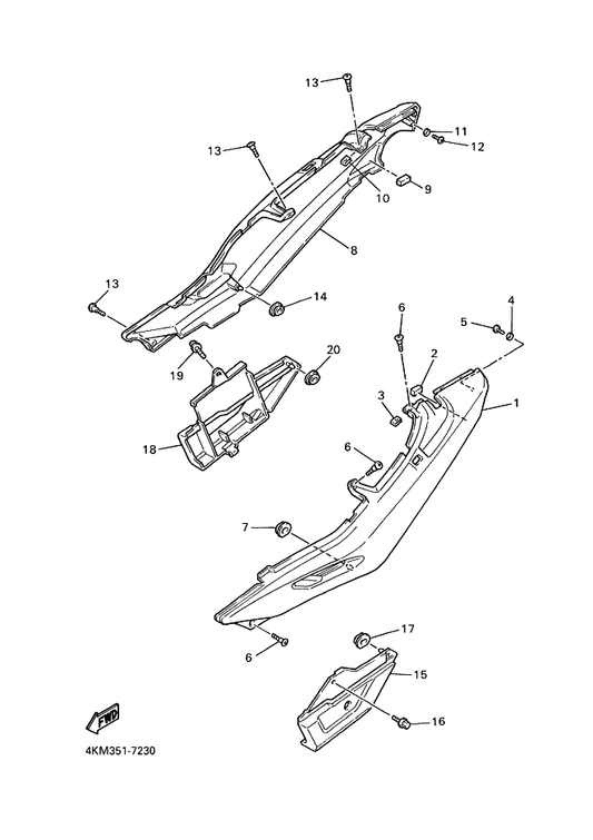 Yamaha 4KM-2171E-00 Cover, Side 5 — shown on the Side Cover parts diagram