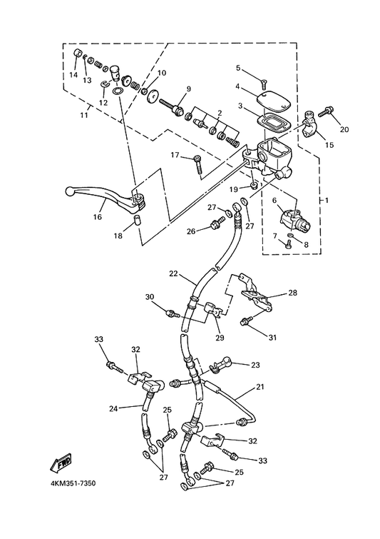 Yamaha 4TX-25852-01 . Cap, Reservoir — shown on the Front Master Cylinder parts diagram