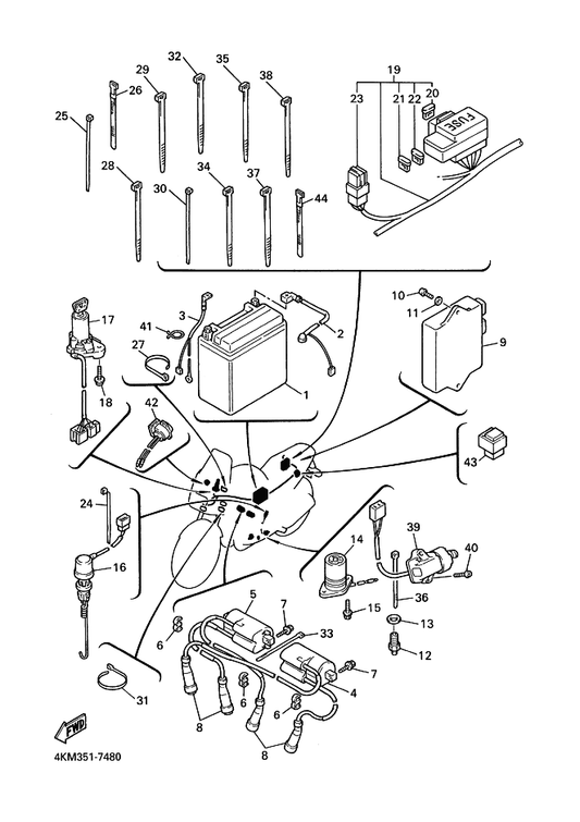 Yamaha 4KM-82305-00 Ignitor Unit Assy — shown on the Electrical 2 parts diagram
