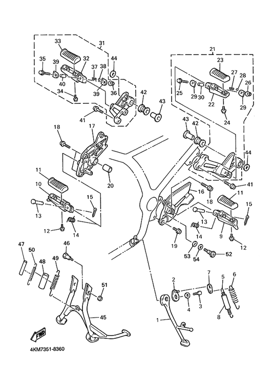 Yamaha 4BP-27461-01 Footrest — shown on the Stand & Footrest parts diagram
