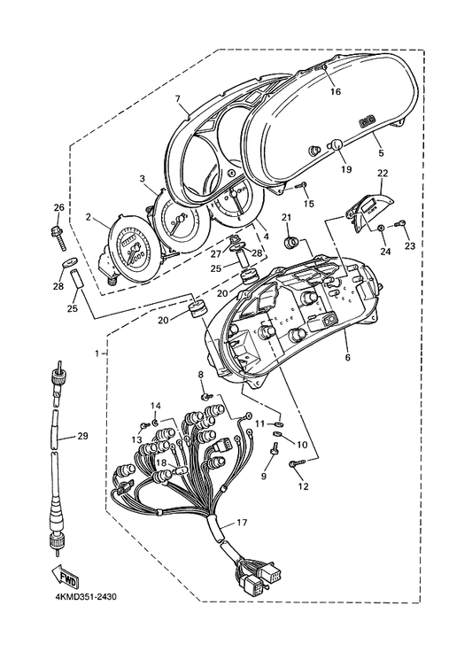 Yamaha 4KM-83540-40 . Tachometer Assy — shown on the Meter parts diagram