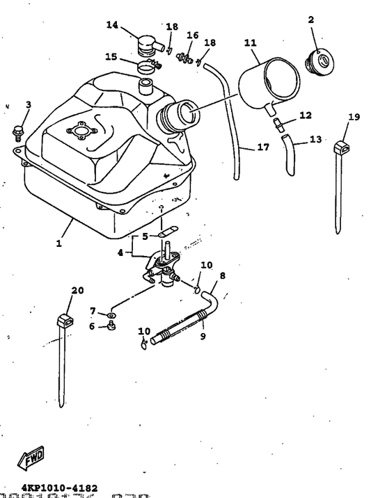 Yamaha 91A11-07048 Hose — shown on the Fuel Tank parts diagram