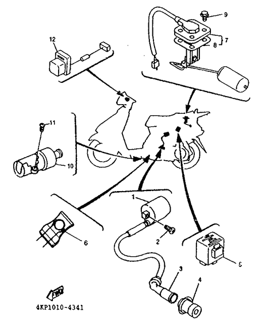 Yamaha 4DH-82566-00 Switch, Side Stand — shown on the Electrical 2 parts diagram