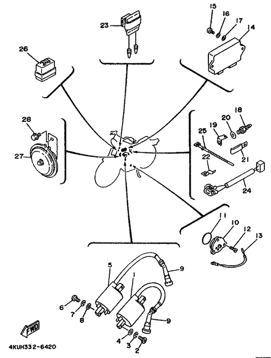 Yamaha 98707-05012 . Screw, Flat — shown on the Electrical 2 parts diagram