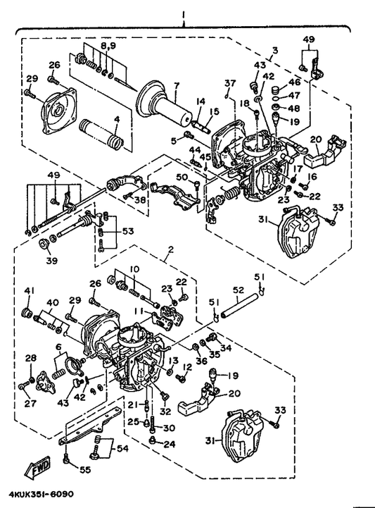 Yamaha 22U-14952-00 . . Washer — shown on the Carburetor parts diagram