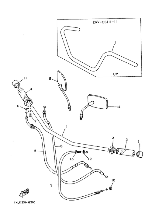 Yamaha 3JB-26335-20 Cable, Clutch — shown on the Steering Handle & Cable parts diagram