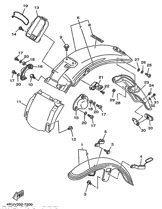 Yamaha 449-85131-02 Reflector, Rear 1 — shown on the Fender parts diagram
