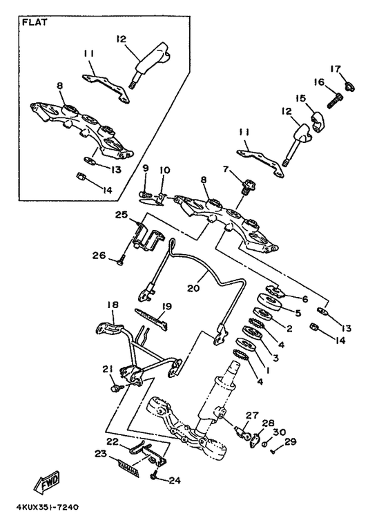 Yamaha 90105-14102 Bolt, Flange — shown on the Steering parts diagram