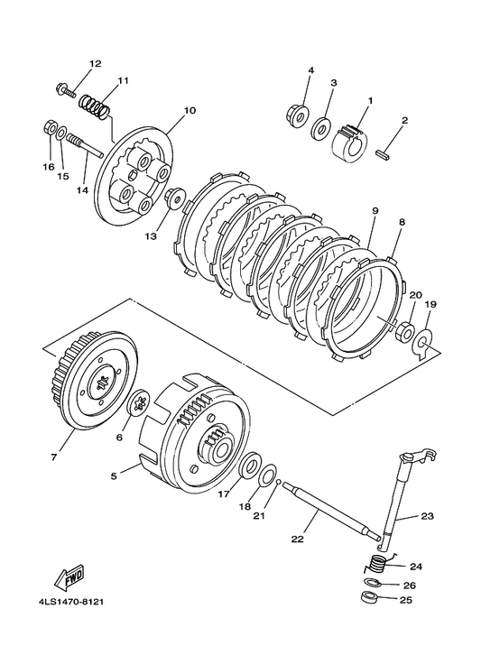 Yamaha 401-16111-10 Gear, Primary Drive (19T) — shown on the Clutch parts diagram