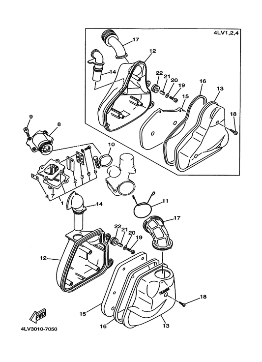 Yamaha 4JC-14453-01 ジヨイント,エアクリーナ 1 — shown on the インテーク parts diagram