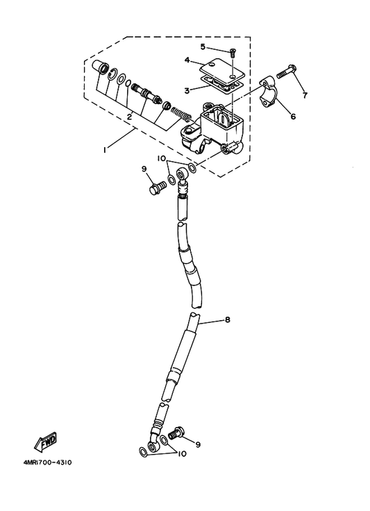 Yamaha 4PX-25872-00 Hose, Brake 1 — shown on the Front Master Cylinder parts diagram