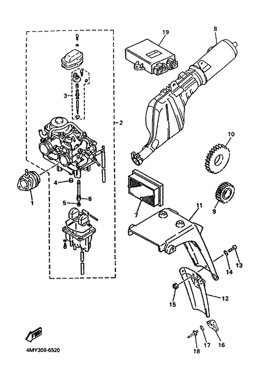 Yamaha 3YF-14451-02 Element, Air Cleaner — shown on the Alternate For Engine parts diagram