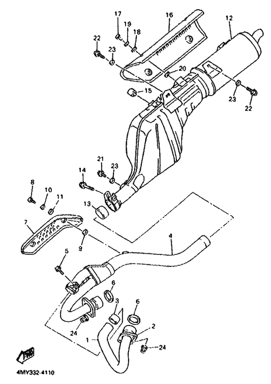 Yamaha 1UJ-27114-00 Stopper, Main Stand — shown on the Exhaust parts diagram
