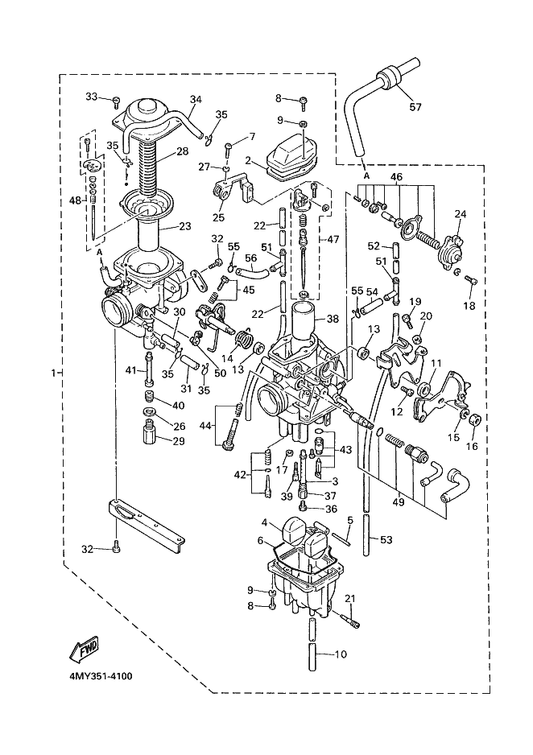 Yamaha 288-14355-66 . Jet,Main (#132) — shown on the Carburetor parts diagram
