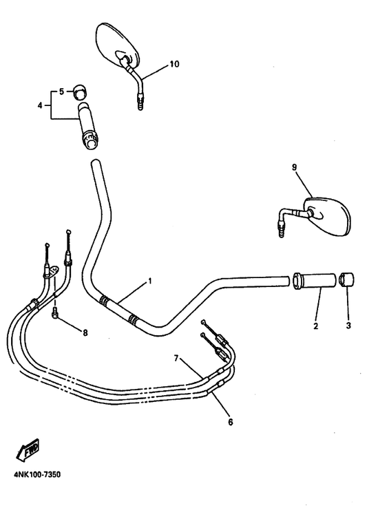 Yamaha 4NK-26311-00 Cable, Throttle 1 — shown on the ステアリングハンドル . ケーブル parts diagram