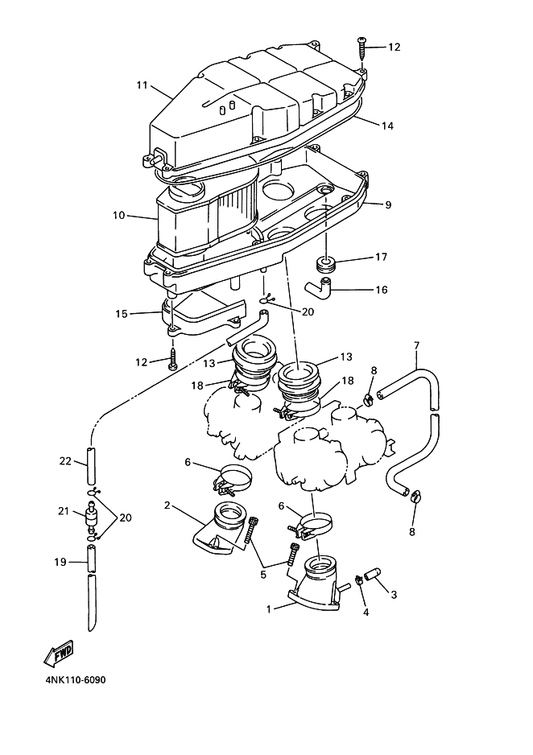Yamaha 4NK-13586-00 Joint, Carburetor 1 — shown on the インテーク parts diagram