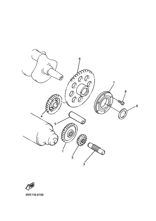 Yamaha 4NK-15517-00 Gear, Idler 2 — shown on the スタータクラツチ parts diagram
