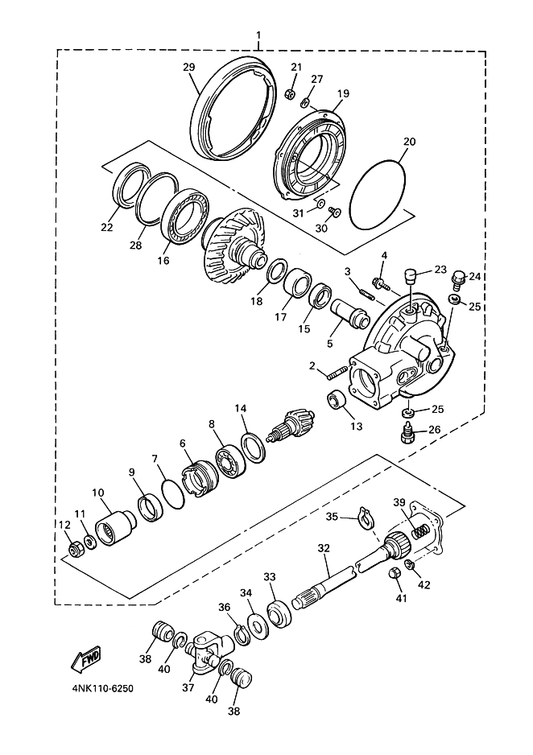 Yamaha 4XY-46101-00 Rear Axle Gear Case Assy — shown on the Drive Shaft parts diagram