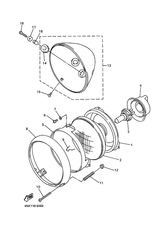 Yamaha 4NK-84320-00 レンズアセンブリ — shown on the ヘツドライト parts diagram