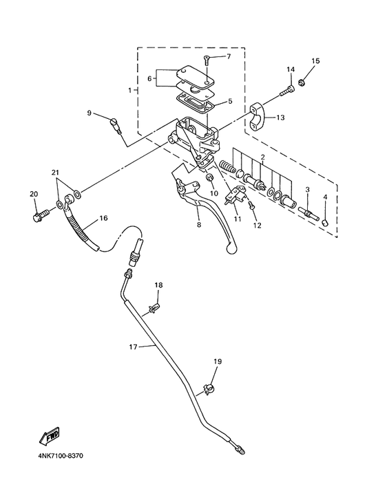 Yamaha 4NK-83945-00 Bolt, Lever — shown on the Front Master Cylinder 2 parts diagram