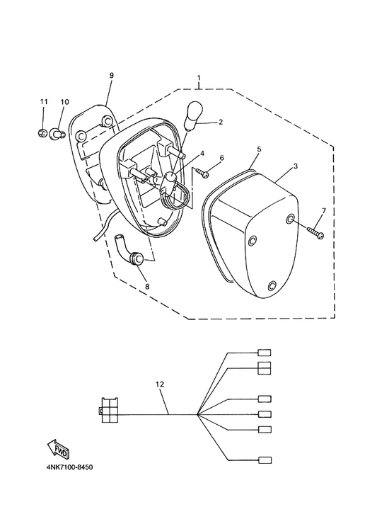Yamaha 5JC-84721-00 . Lens, Taillight — shown on the Taillight parts diagram
