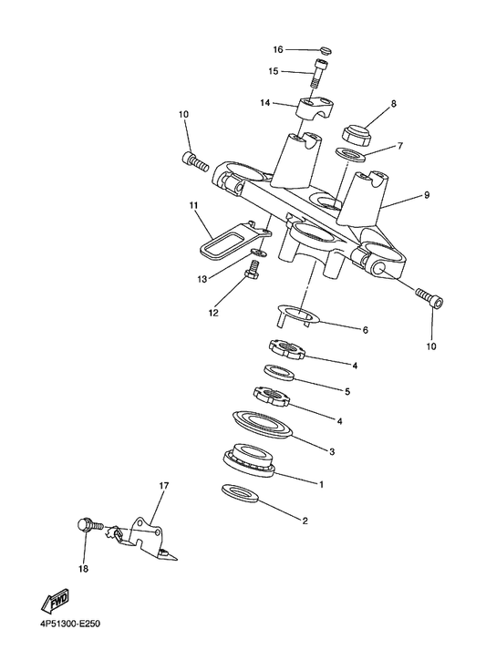 Yamaha 4P5-23377-00 Bracket, Horn — shown on the Steering parts diagram
