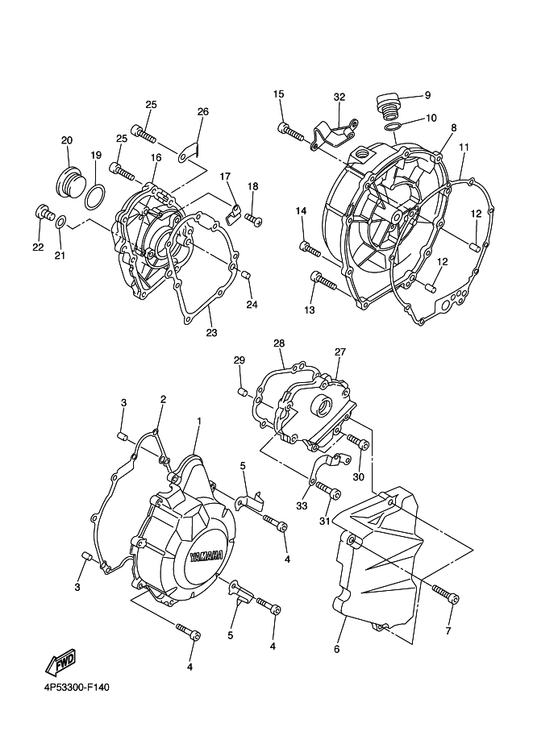 Yamaha 1B3-15416-00 Cover, Oil Pump — shown on the Crankcase Cover 1 parts diagram