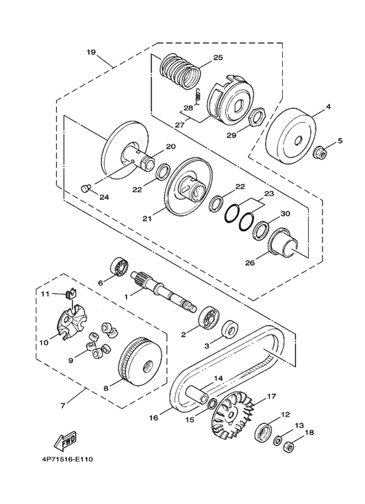 Yamaha 4KL-E7683-00 . Spring, Secondary — shown on the Clutch parts diagram