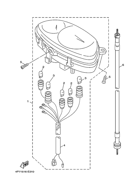 Yamaha 4P7-H3509-00 . Socket Cord Assy — shown on the Meter parts diagram