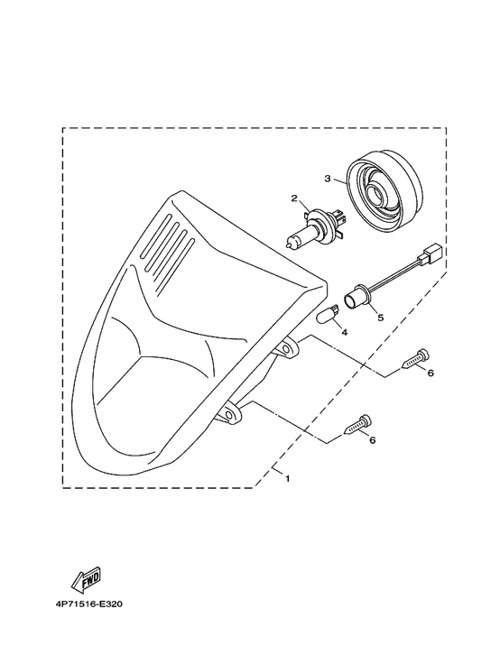 Yamaha 4P7-H4310-20 Headlight Unit Assy — shown on the Headlight parts diagram