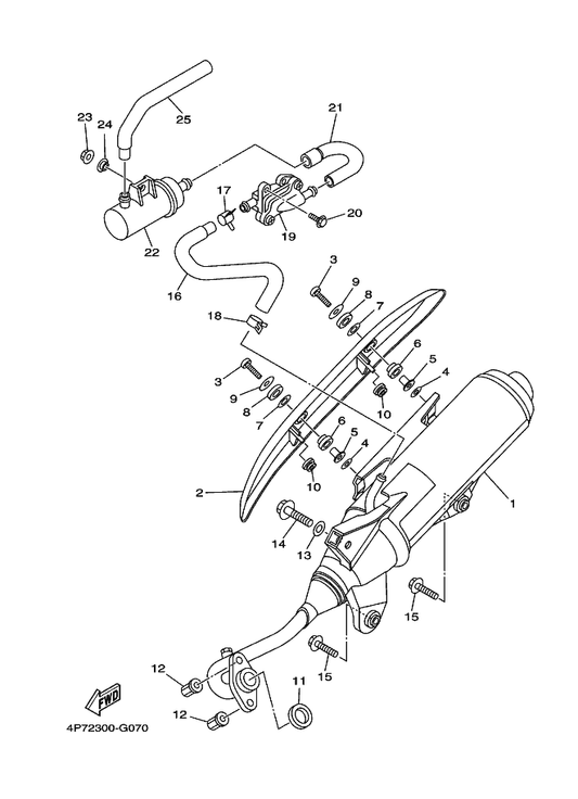 Yamaha 4P7-E4803-00 Air Induction System Assy — shown on the Exhaust parts diagram