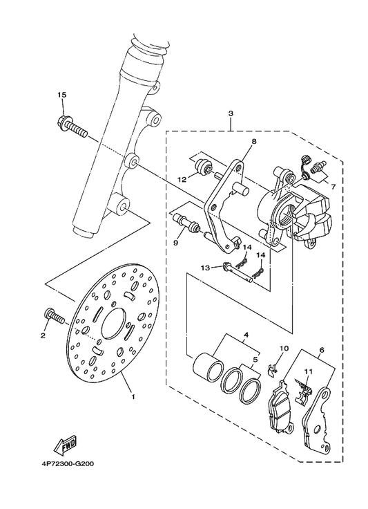 Yamaha 4S5-F5924-00 . Pin, Pad — shown on the Front Brake Caliper parts diagram
