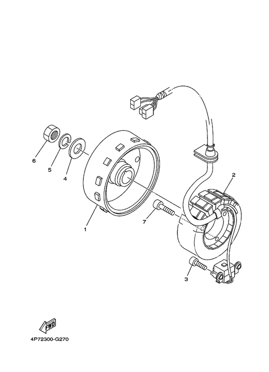 Yamaha 4P7-H1450-00 Rotor Assy — shown on the Generator parts diagram