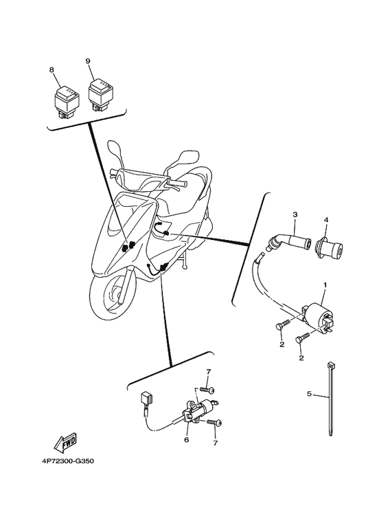 Yamaha 4P7-H2372-00 Seal, Plug Cap — shown on the Electrical 2 parts diagram