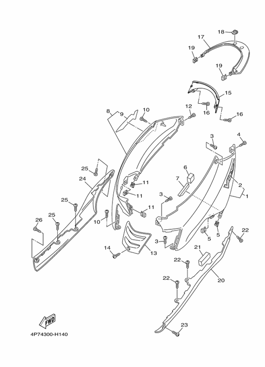 Yamaha 5WG-F171M-02-PB Mole, Side Cover 2 — shown on the Side Cover parts diagram
