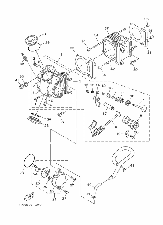 Yamaha 5LW-12116-00 . Seat, Valve Spring — shown on the Cylinder Head parts diagram