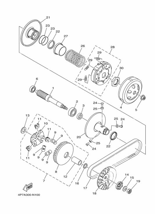 Yamaha 4KL-E7465-20 Seal — shown on the Clutch parts diagram