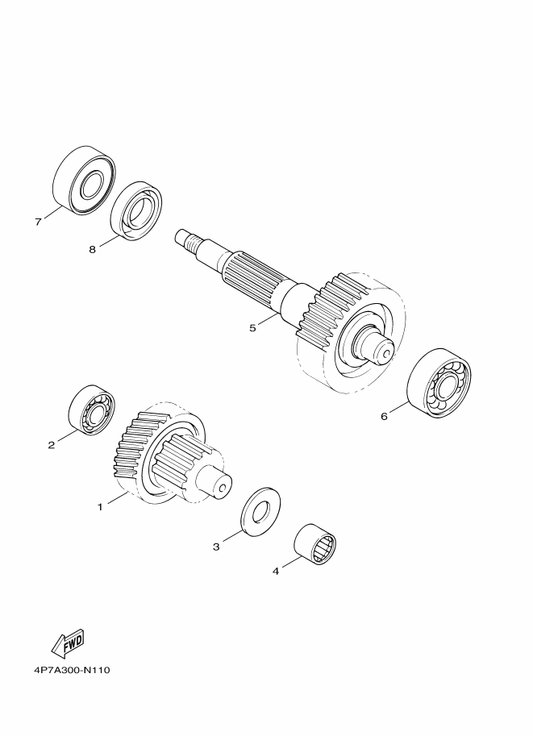 Yamaha 90201-156F8 Washer, Plate — shown on the Transmission parts diagram