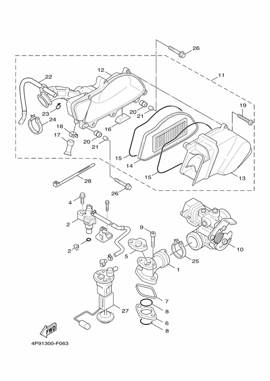 Yamaha 4P9-E4239-00 Seal — shown on the Intake parts diagram