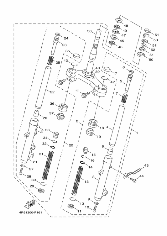 Yamaha 4P9-F3181-00 . . Bolt, Hexagon Socket Head — shown on the Front Fork parts diagram