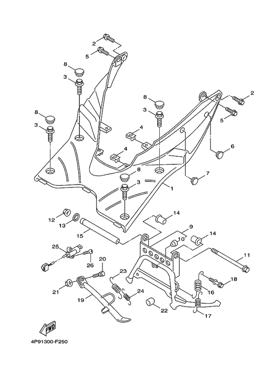 Yamaha 4DH-F6199-01 Plug, Blind — shown on the Stand & Footrest parts diagram