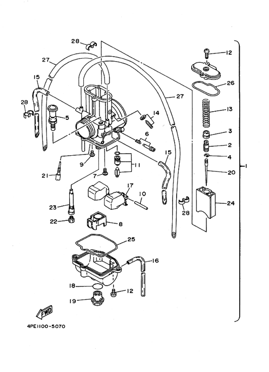 Yamaha 4PE-1416A-00 . O-Ring — shown on the Carburetor parts diagram