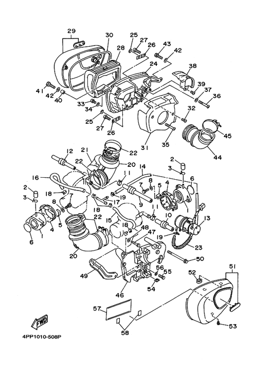 Yamaha 4K5-2814E-10 . フツク — shown on the インテーク parts diagram