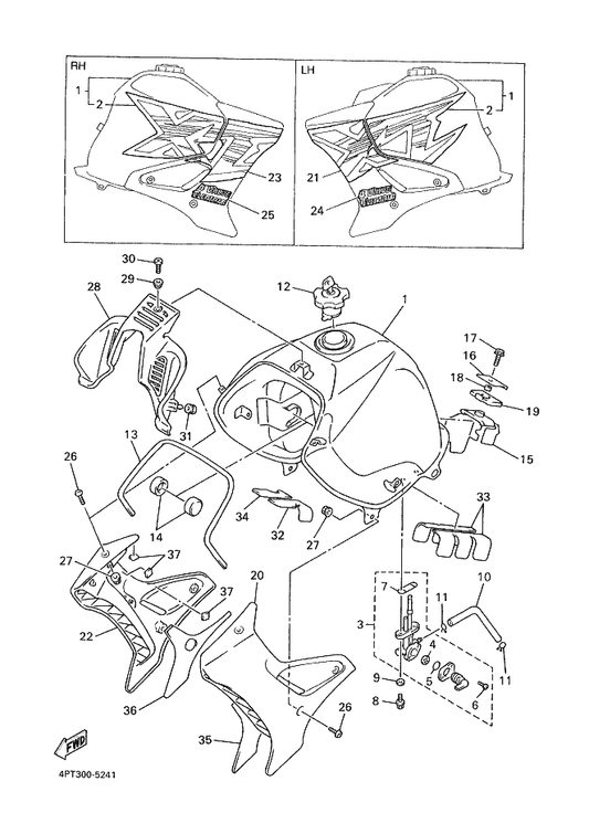 Yamaha 30X-24186-01 Washer, Special — shown on the Fuel Tank parts diagram