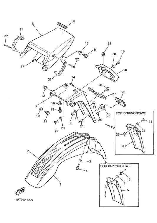 Yamaha 3RW-21511-60 Fender, Front — shown on the Fender parts diagram
