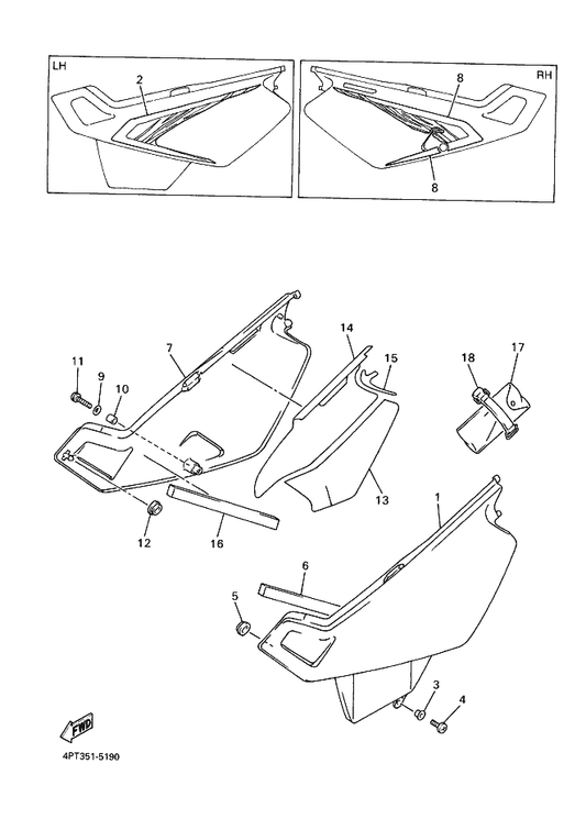 Yamaha 4PT-2174A-20 Insulator, Side Cover — shown on the Side Cover & Oil Tank parts diagram