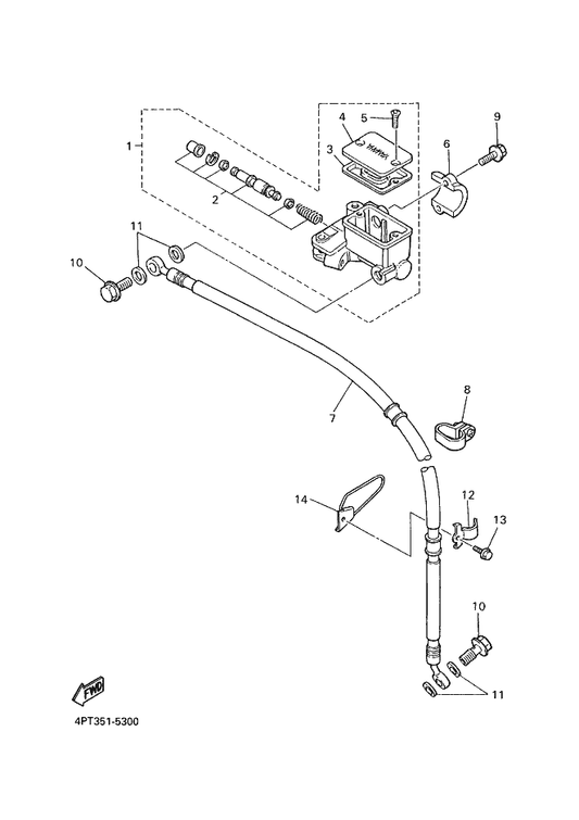Yamaha 23L-W0041-00 . Cylinder Kit, Master — shown on the Front Master Cylinder parts diagram