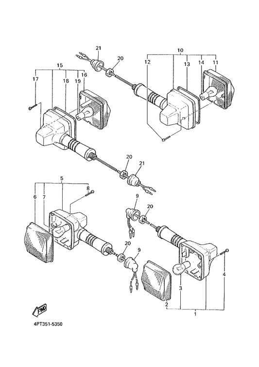 Yamaha 4PT-83330-00 Rear Flasher Light Assy 1 — shown on the Flasher Light parts diagram