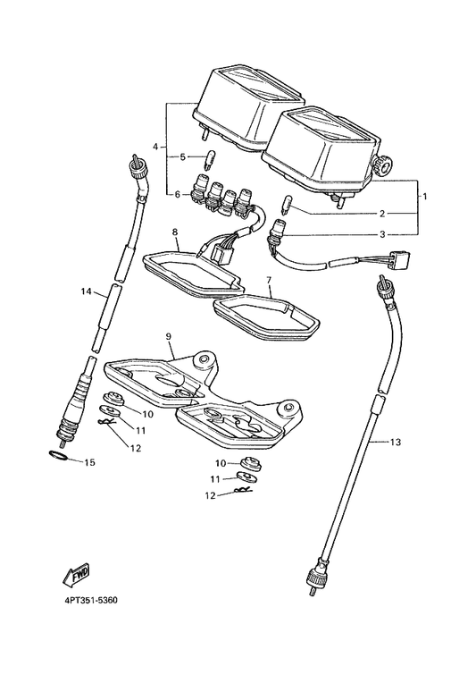 Yamaha 5E2-83509-20 . Socket Cord Assy — shown on the Meter parts diagram